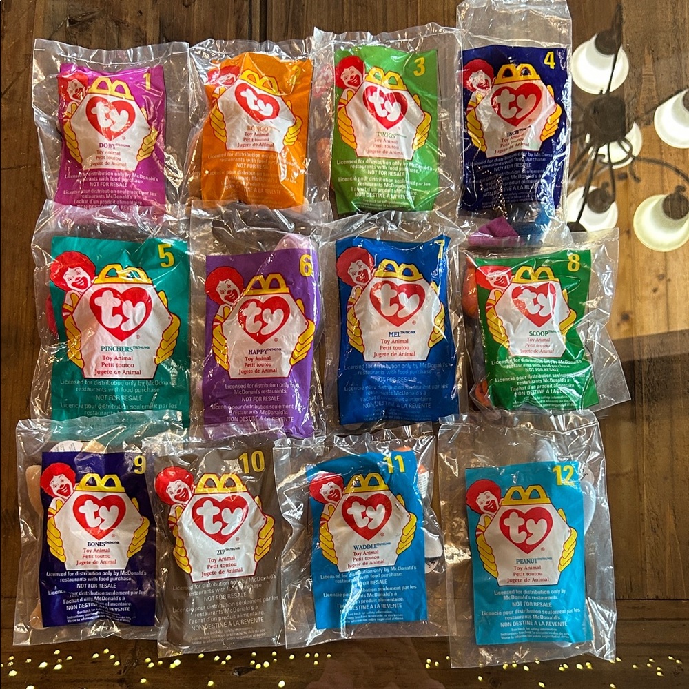 “1998 McDonald’s TY Teenie Beanie Babies COMPLETE SET of 12 – Sealed”